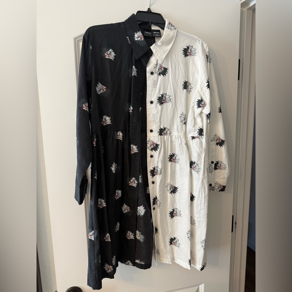 Black and White Cruella De Vil long sleeved mini dress